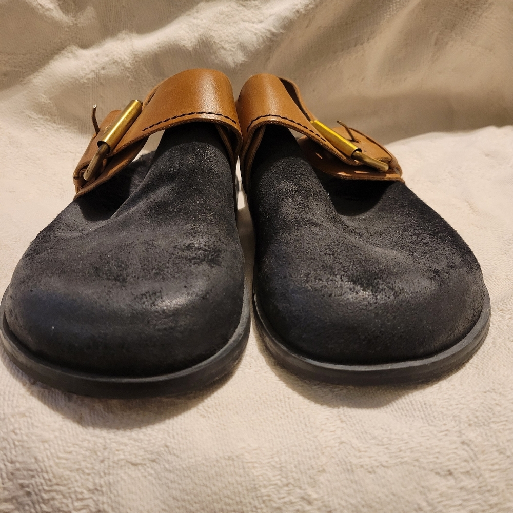 Black Suede, Brown Strap with Black Fur (Fake) Interior